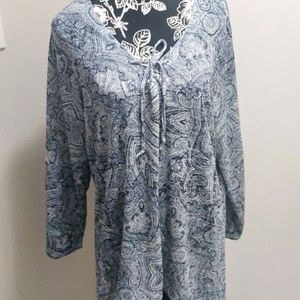Avenue Navy & White Paisley blouse